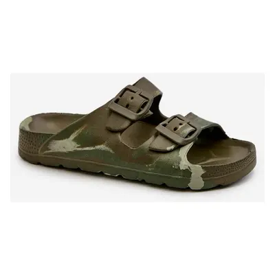 Lightweight Boys' Foam Slippers with Buckles Dark Green Adirnaca