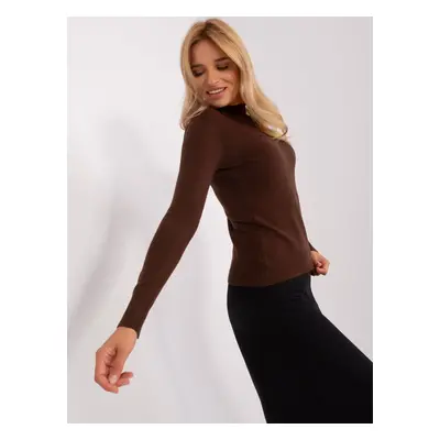 Dark brown fitted turtleneck sweater