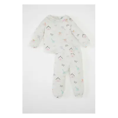 DEFACTO Baby Girl Patterned Long Sleeve Cotton Pajama Set