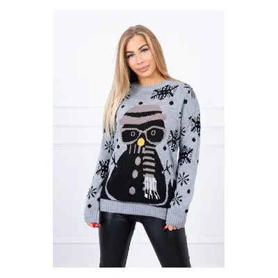 Christmas sweater with a gray snowman