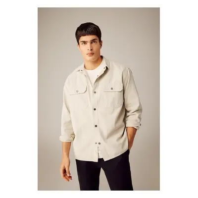 DEFACTO Relax Fit Polo Neck Canvas Shirt