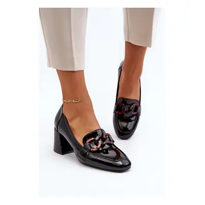 Black Paliotte pumps with chain