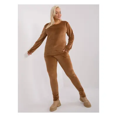 Light Brown Velvet Plus Size Set by Jeanne