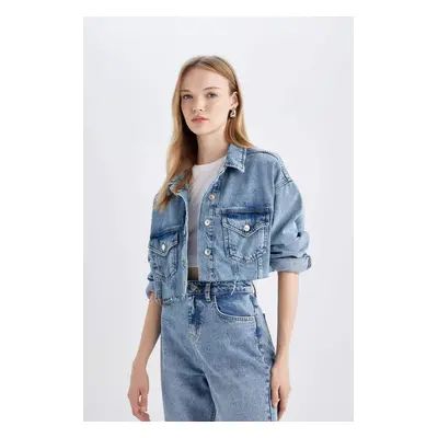 DEFACTO Crop Buttoned Jean Jacket