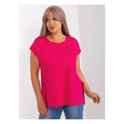 Fuchsia plus size blouse with slit