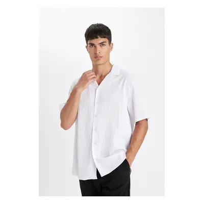 DEFACTO Relax Fit Polo Collar Crinkle Short Sleeve Shirt