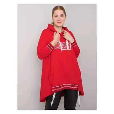 Women's red plus size sweatshirt with pocket