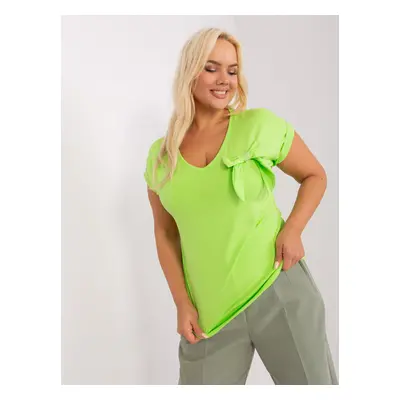 Light green plus size V-neck blouse