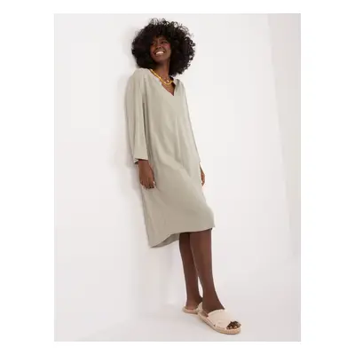 KHAKI LOOSE DRESS WITH POCKETS SUBLEVEL