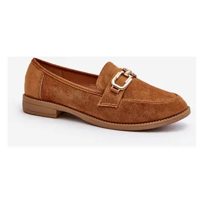 Suede women's loafers with flat heels Camel Misal