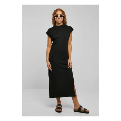 Women's dress with long extended shoulder black