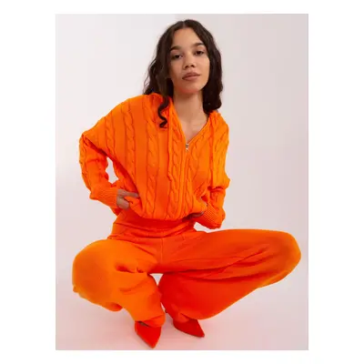 Orange casual set with hooded sweater