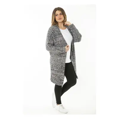 Şans Women's Plus Size Colorful Thick Knitwear Cardigan