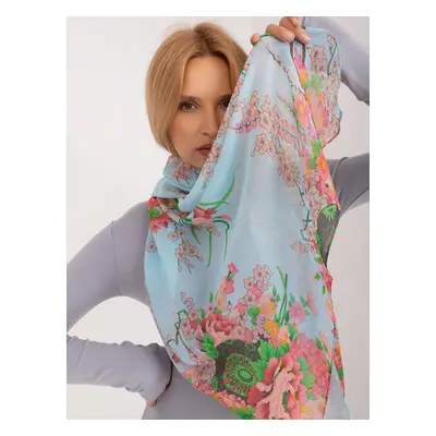 Light blue women's scarf with flowers