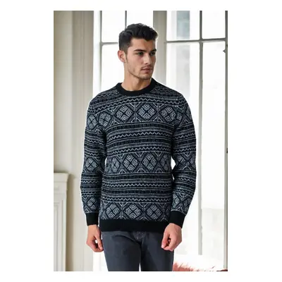 30565 Dewberry Patterned Mens Sweater-BLACK