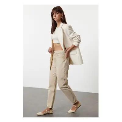 Trendyol Beige High Waist Mom Jeans