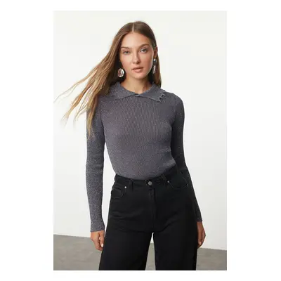 Trendyol Anthracite Ribbed Polo Neck Knitwear Sweater