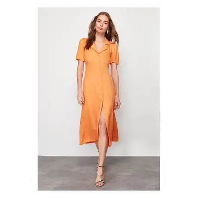 Trendyol Orange Midi Woven Shirt Dress