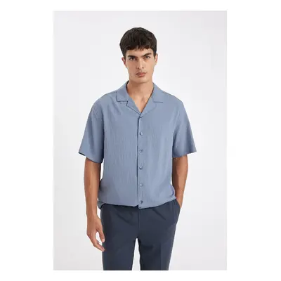 DEFACTO Relax Fit Relaxed Fit Crinkle Short Sleeve Shirt