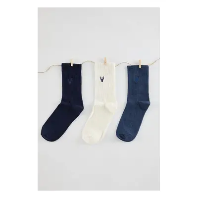 Trendyol Multicolored Unisex 3-Pack Cotton Striped Socket-Long Size Socks