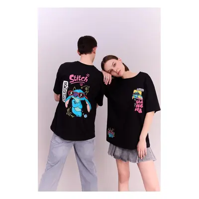 DEFACTO Cool Disney Lilo & Stitch Oversize Fit Crew Neck Short Sleeve T-Shirt