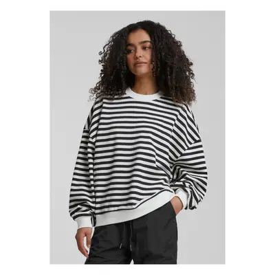 Women's Oversized Striped Sweatshirt - Black/Cream