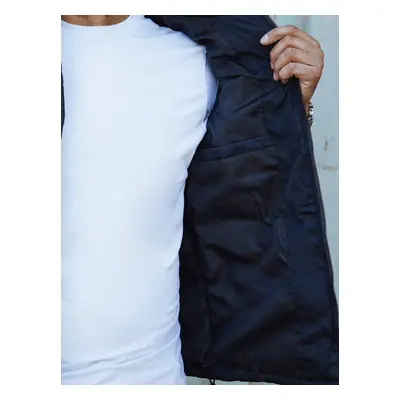 Men's quilted vest with hood blue Dstreet