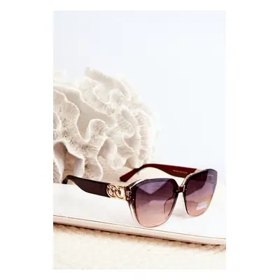 Women's Sunglasses with Gold Detailing UV400 Brown