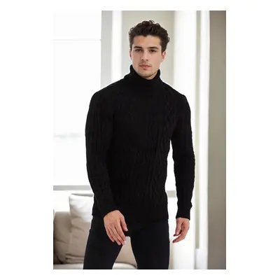 87325 Dewberry Mens Knitted Patterned Sweater-BLACK