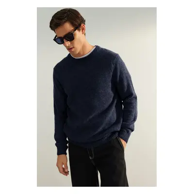 Trendyol Limited Edition Navy Blue Regular Crew Neck Plain Knitted Sweater