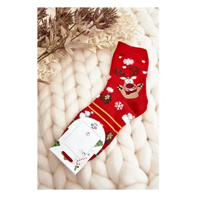 Women's Red Reindeer Socks