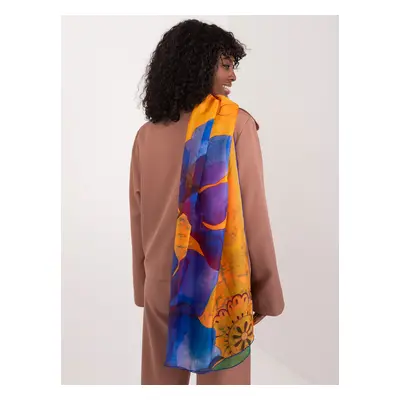 Orange-cobalt scarf with print