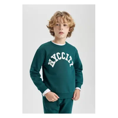 DEFACTO Boy's Crew Neck Printed Sweatshirt