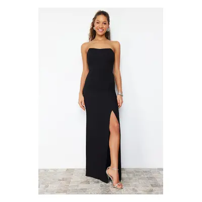 Trendyol Black Body-fitting Woven Long Evening Evening Dress