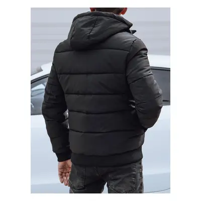 Men's winter quilted jacket with hood black Dstreet