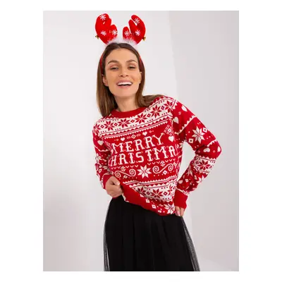 Red sweater with Christmas motif SUBLEVEL