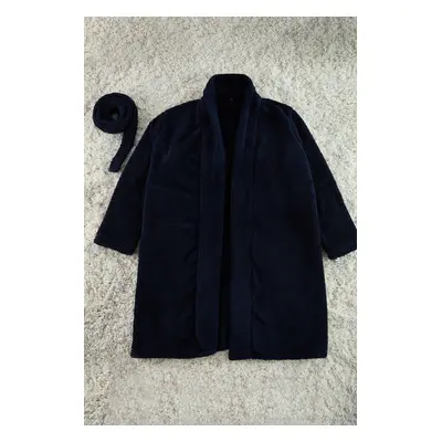 Trendyol Navy Blue Belted Wellsoft Knitted Dressing Gown