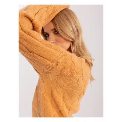 Camel sweater knitted with cable