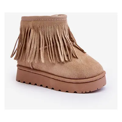 Insulated children's snow boots with decorative fringes Beige Nimia