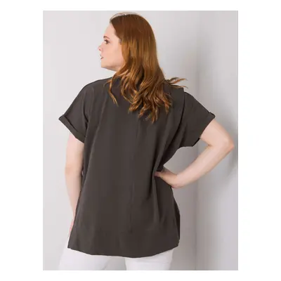 Sötét khaki plus size blúz nőknek