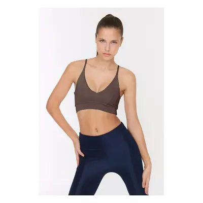 Trendyol Brown Support/Shaping Rope Strap Knitted Sports Bra