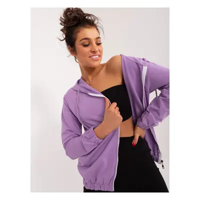 Purple plain women's sweatshirt with cuffs