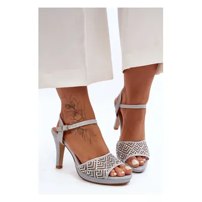 Embellished D&A High Heeled Sandals Silver