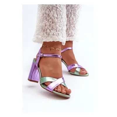 High-heeled sandals made of eco-leather, purple Abilica