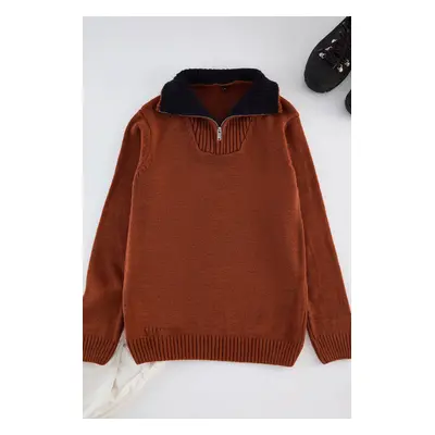 Trendyol Tile Regular Half Turtleneck Plain Knitwear Sweater