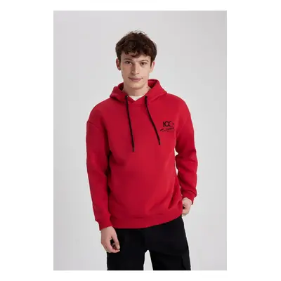 DEFACTO Comfort Fit Back Printed Hooded Sweatshirt