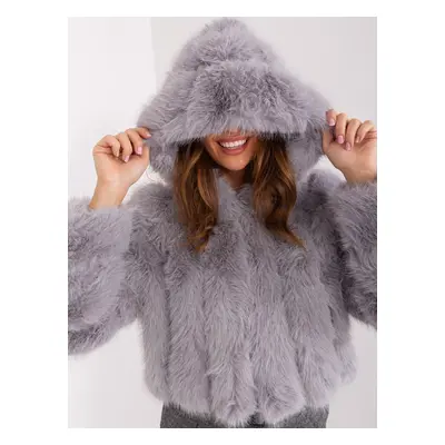 Gray transitional fur jacket