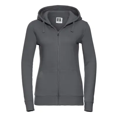 Dark grey women's hoodie with Authentic Russell zipper