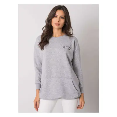 RUE PARIS Grey melange kangaroo sweatshirt without hood