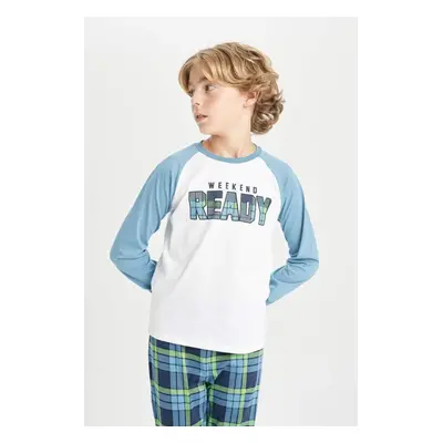 DEFACTO Boy Printed Long Sleeve Top Long Bottom Pajama Set